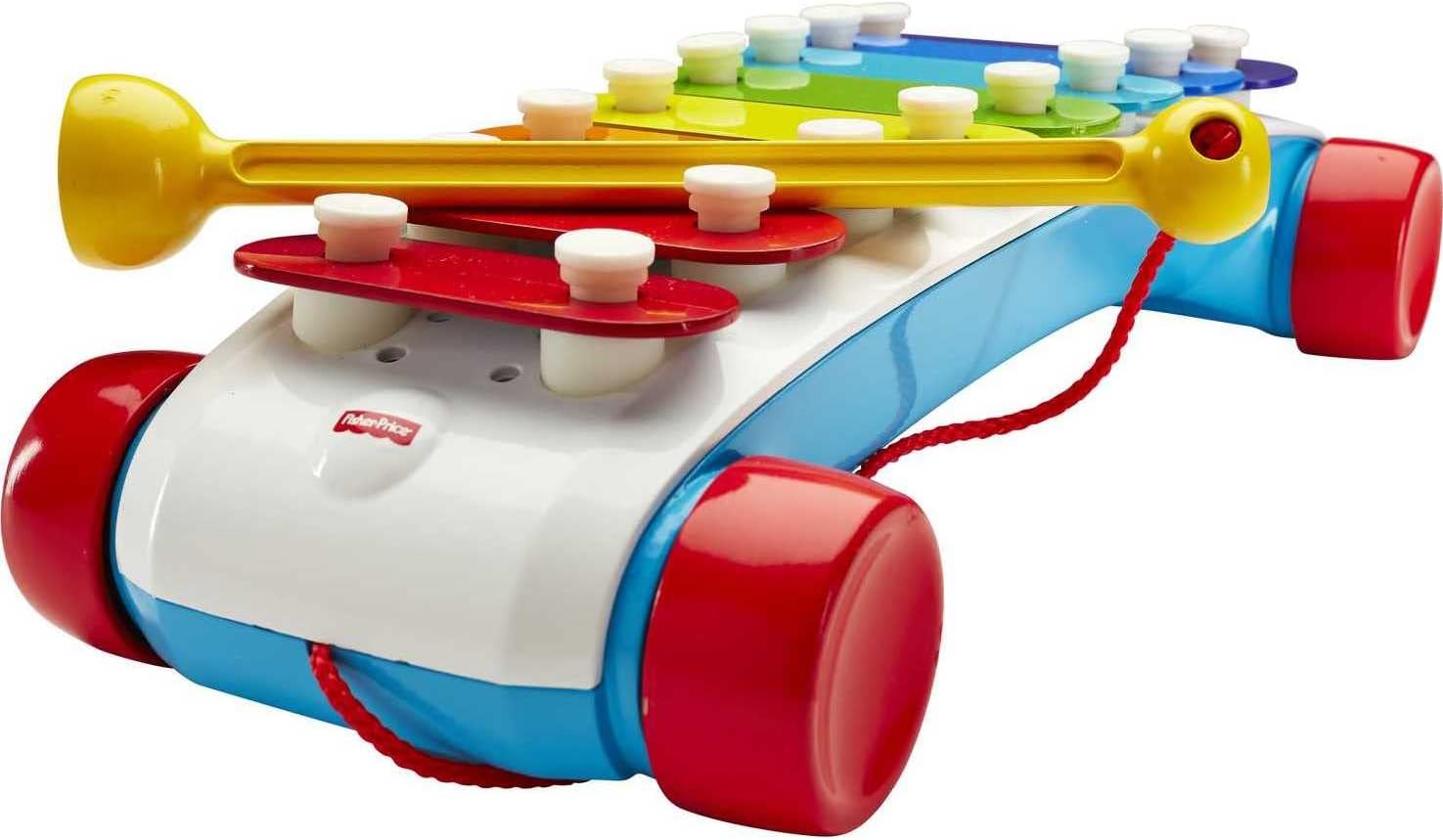 FisherPrice Toddler Pull Toy Classic Xylophone Pretend Musical Instrument with Mallet and Rolling Wheels for Ages 18 Months