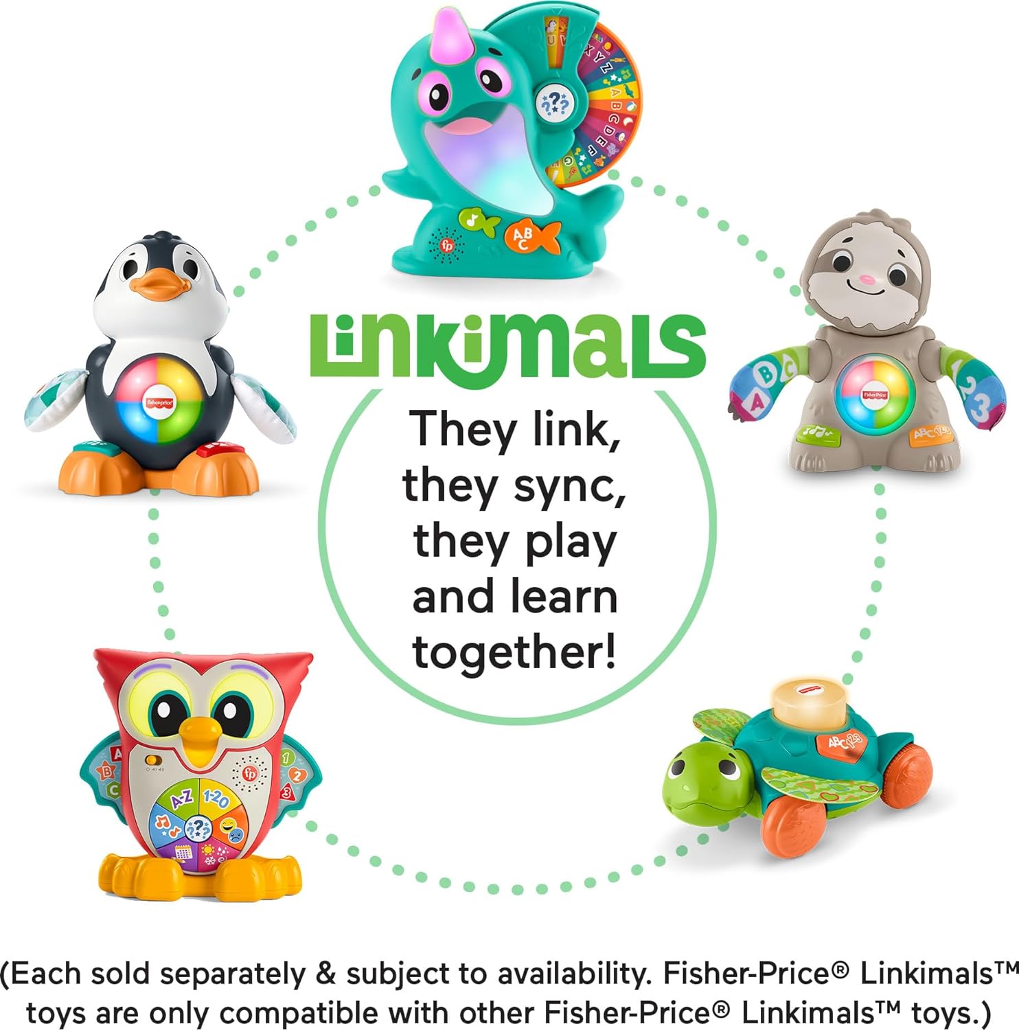 FisherPrice Toddler Toy Linkimals Learning Narwhal Game for Ages 18 Months Compatible Only with Linkimals Items