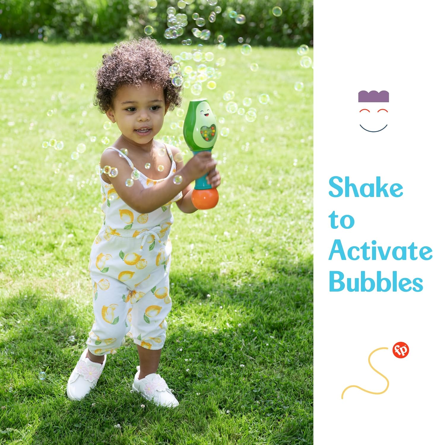 Little Kids FisherPrice Toddler Toy Shake and Go Bubble Maraca 2in1 No Spill Bubble Wand and Musical Toy Maraca  Ages 18 Months  Includes 4oz of NonToxic Bubble Solution