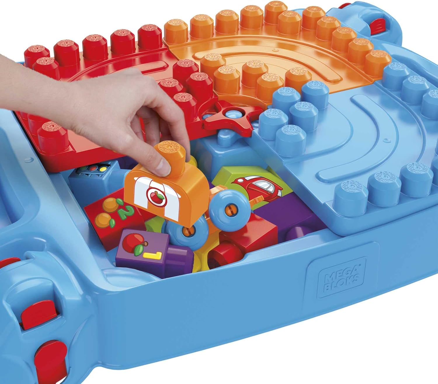 MEGA BLOKS First Builders Toddler Blocks Toy Set Build n Learn Activity Table with 30 Pieces and Storage Pink Ages 1 Years Amazon ExclusiveBlue