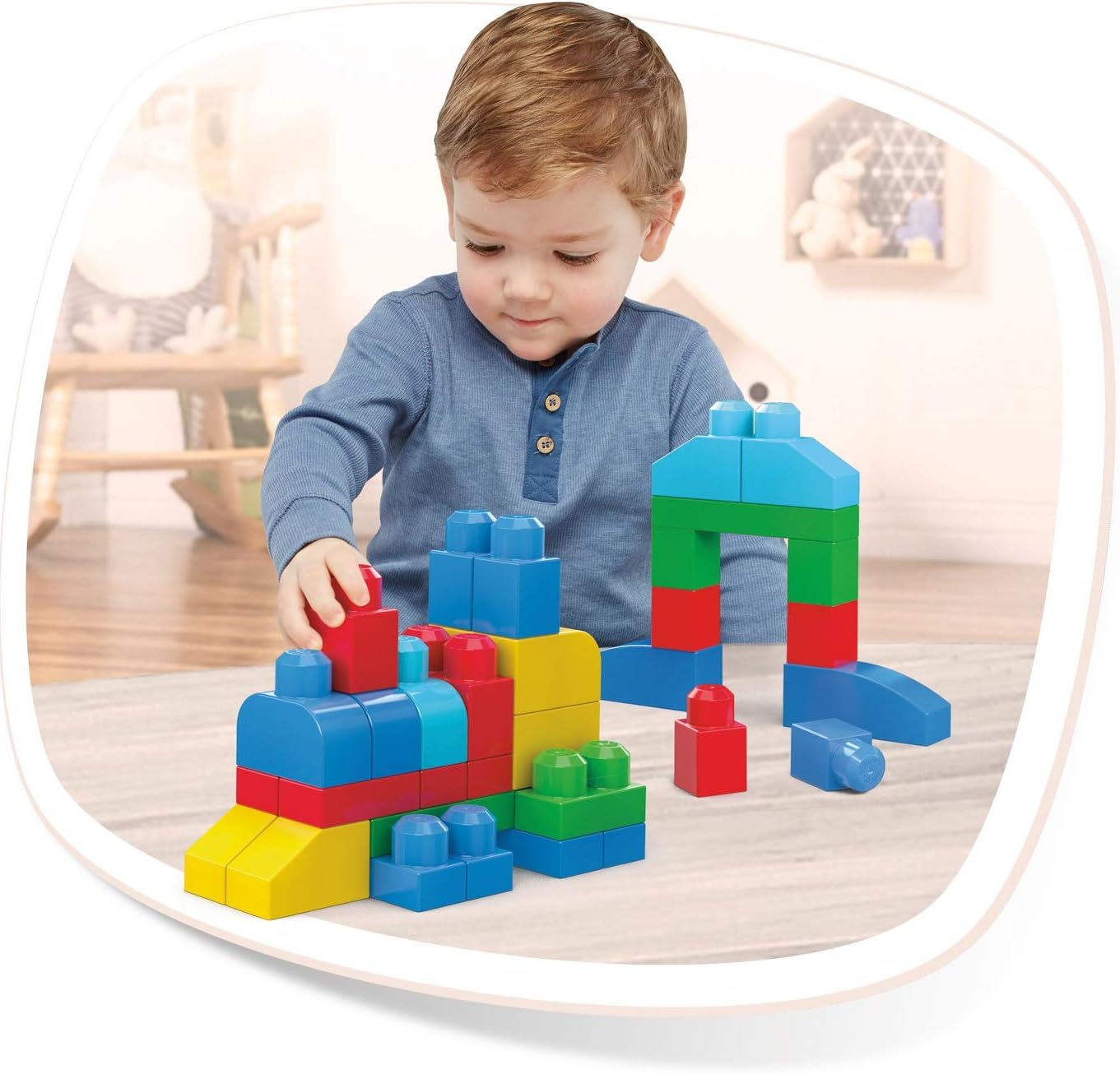 MEGA BLOKS First Builders Toddler Blocks Toy Set Build n Learn Activity Table with 30 Pieces and Storage Pink Ages 1 Years Amazon ExclusiveMulti Color