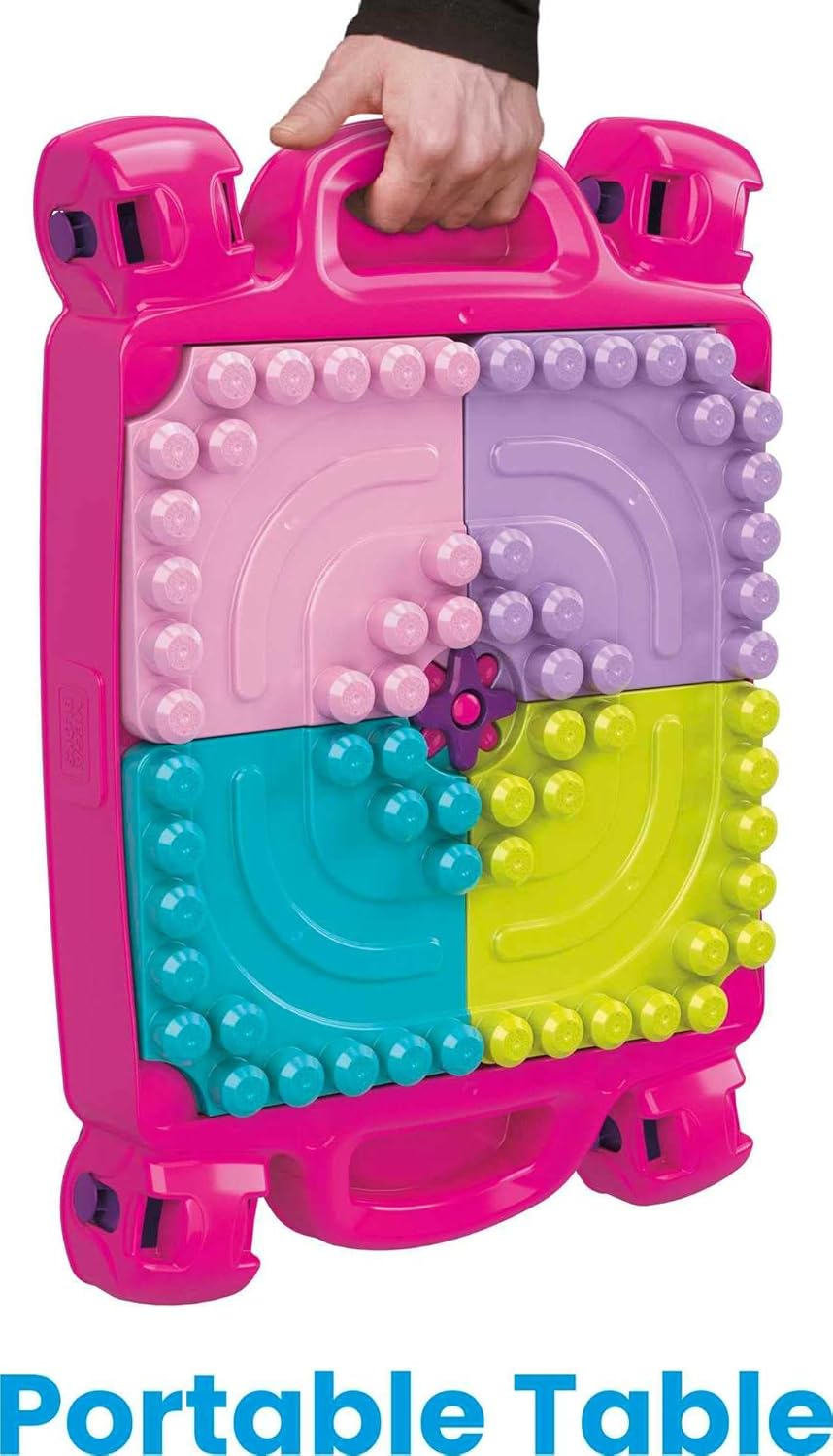 MEGA BLOKS First Builders Toddler Blocks Toy Set Build n Learn Activity Table with 30 Pieces and Storage Pink Ages 1 Years Amazon ExclusivePink