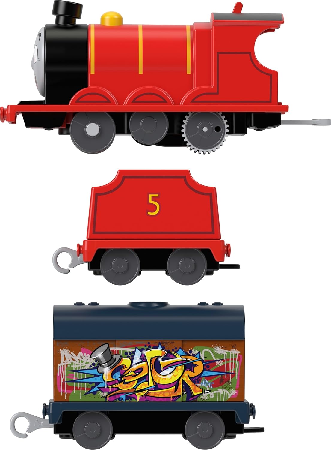 Thomas ampamp Friends Motorized Toy Train Graffiti Percy BatteryPowered Engine with 2 Cargo Cars for Pretend Play Preschool Kids Ages 3 YearsNew James