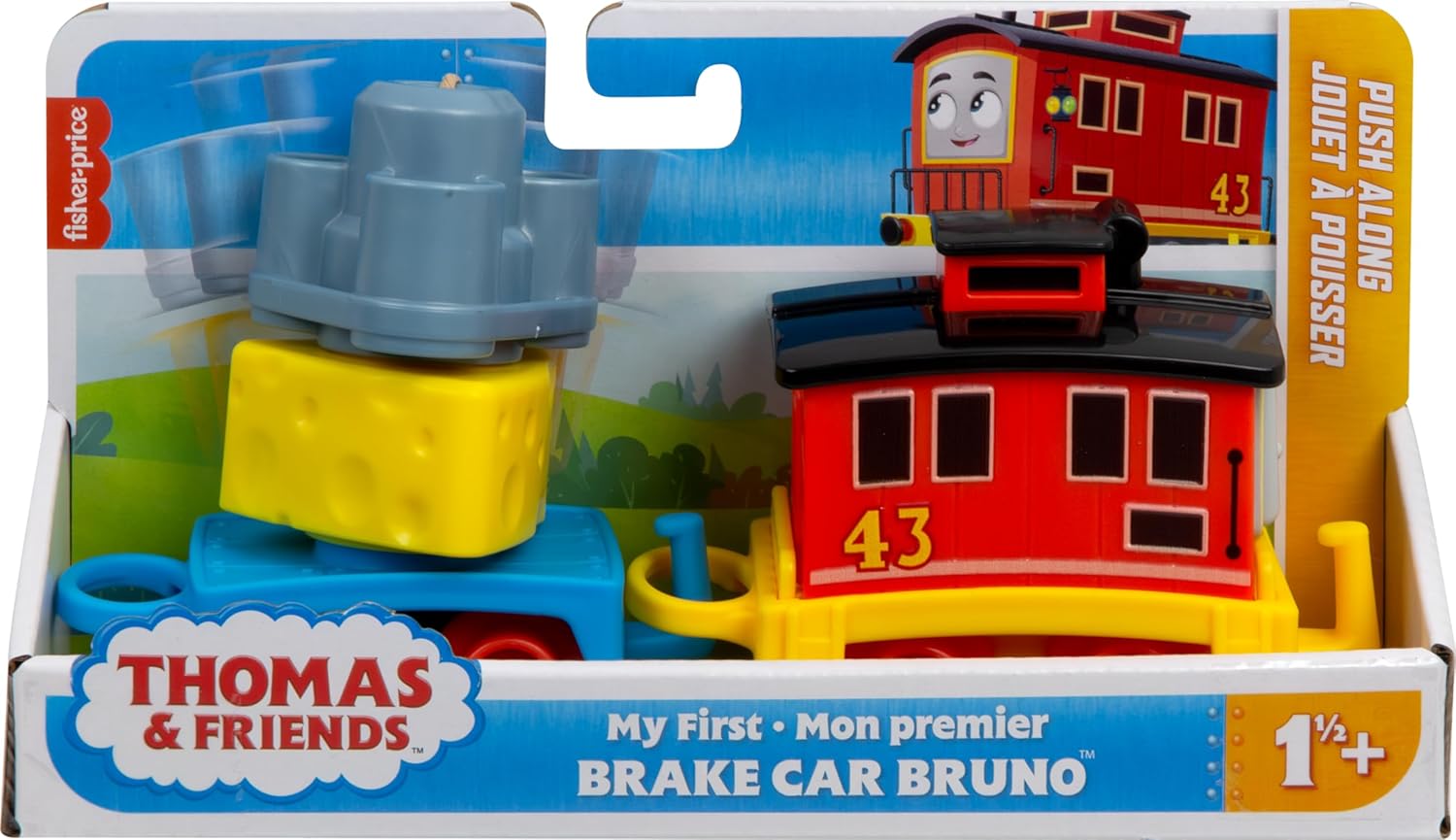 Thomas ampamp Friends Toddler Toy My First Brake Car Bruno PushAlong Vehicle with Stacking Cargo for Preschool Kids Ages 18 MonthsBruno