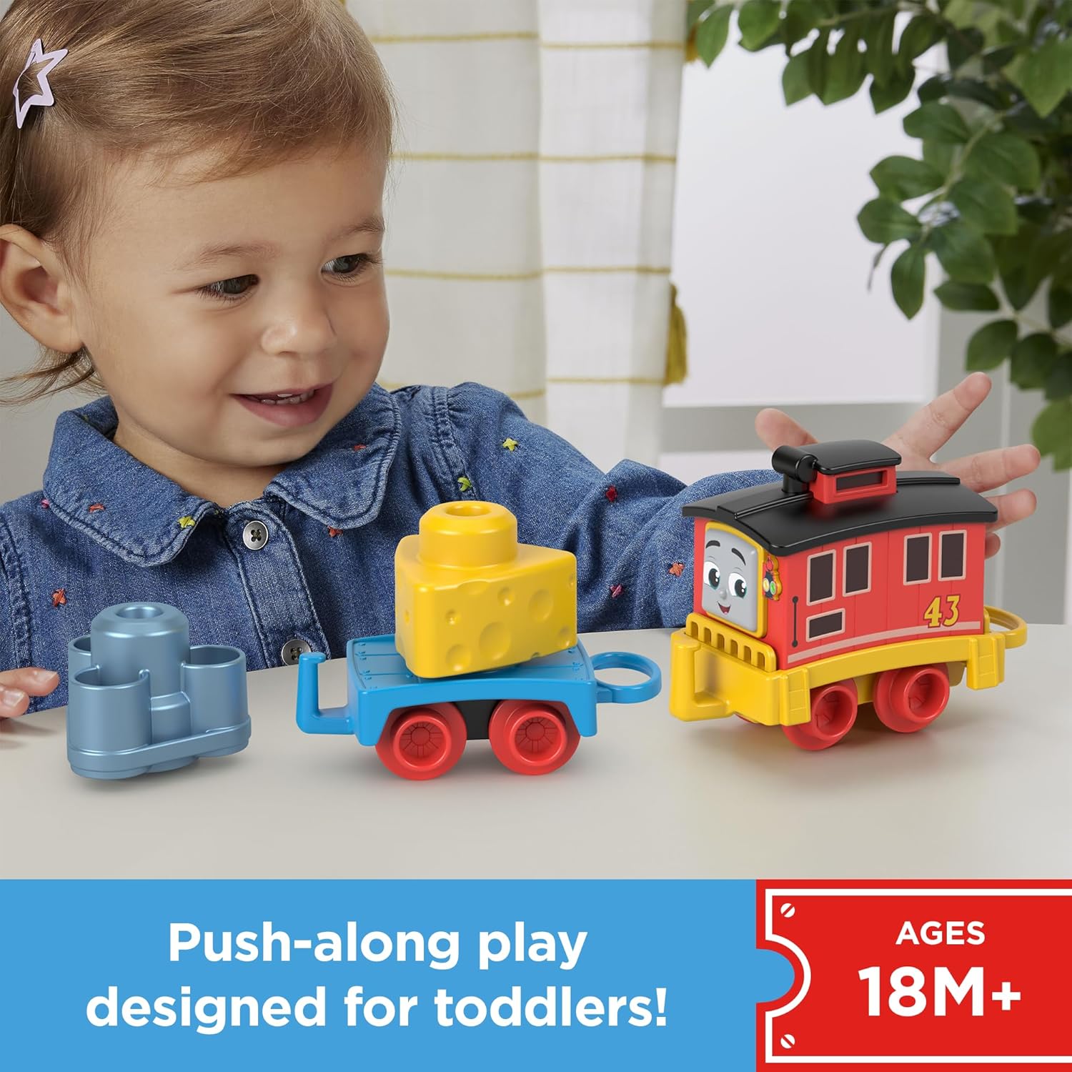 Thomas ampamp Friends Toddler Toy My First Brake Car Bruno PushAlong Vehicle with Stacking Cargo for Preschool Kids Ages 18 MonthsBruno