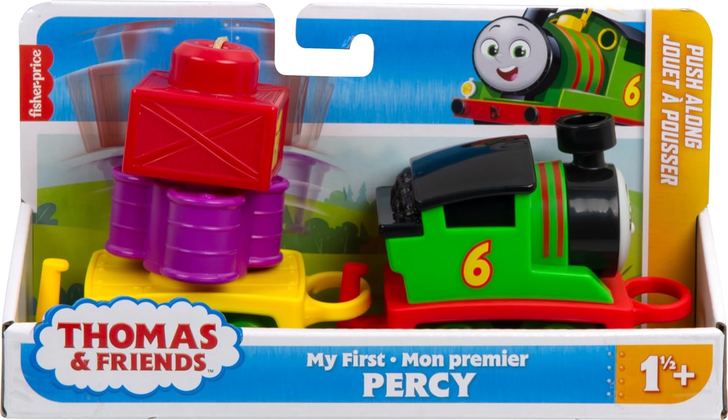 Thomas ampamp Friends Toddler Toy My First Brake Car Bruno PushAlong Vehicle with Stacking Cargo for Preschool Kids Ages 18 MonthsPercy