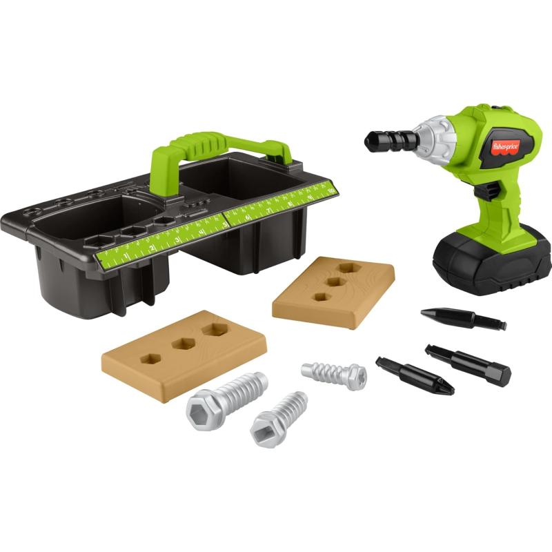FisherPrice Preschool Toy Drillin Action Tool Set with Sounds 10 Pieces for Construction Pretend Play Kids Ages 3 Years