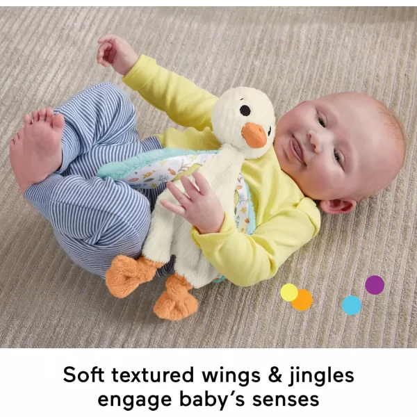 Fisher Price Baby Sensory Toy Snuggle Up Goose Plush with Jingle Sounds for Developmental Play Newborns Ages 3 Months