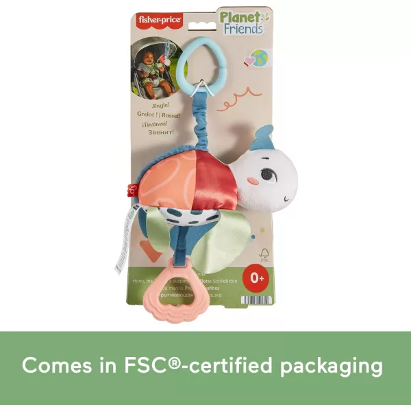 FisherPrice Baby Stroller Toy Planet Friends Sea Me Bounce Turtle Plush with Teether Motion ampamp Sounds for Newborns Ages 0 Months