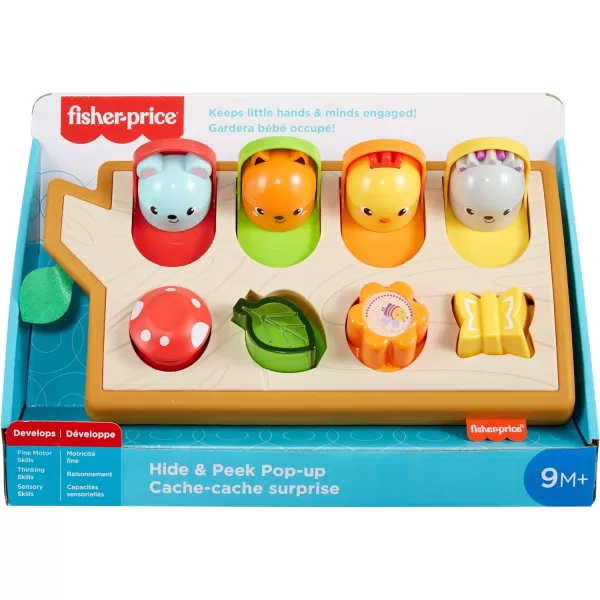 FisherPrice Baby Toy Hide ampamp Peek PopUp AnimalThemed Sensory Activity with Wood Accents ampamp Sounds for Ages 9 Months