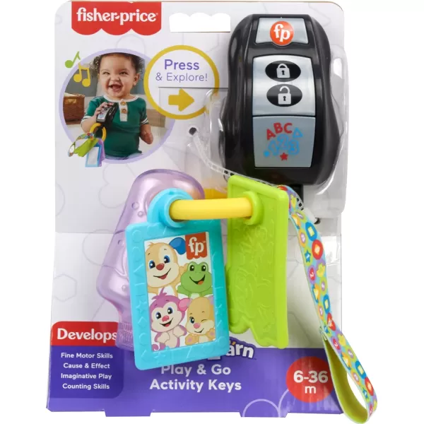 FisherPrice Baby Travel Toy Laugh ampamp Learn Play ampamp Go Activity Keys with Learning Music Teether ampamp Mirror for Infants Ages 6 Months