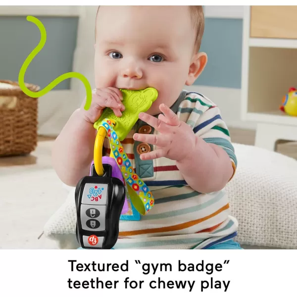 FisherPrice Baby Travel Toy Laugh ampamp Learn Play ampamp Go Activity Keys with Learning Music Teether ampamp Mirror for Infants Ages 6 Months
