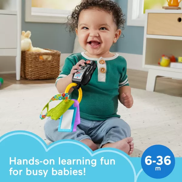 FisherPrice Baby Travel Toy Laugh ampamp Learn Play ampamp Go Activity Keys with Learning Music Teether ampamp Mirror for Infants Ages 6 Months