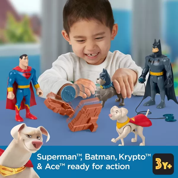 FisherPrice DC League of SuperPets Preschool Toys Super Hero ampamp Action Pet Set Batman Superman Krypto ampamp Ace for Kids Ages 3 Years
