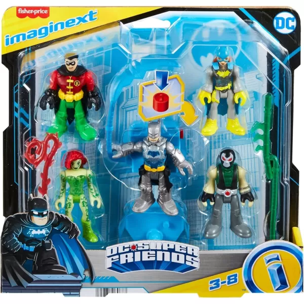 FisherPrice Imaginext DC Super Friends Preschool Toys Batman Battle Multipack 9Piece Figure Set with LightUp Backpack for Ages 3 Years