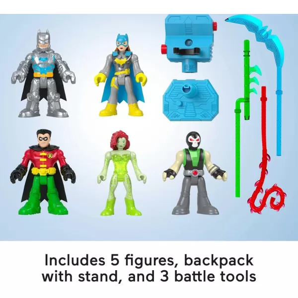 FisherPrice Imaginext DC Super Friends Preschool Toys Batman Battle Multipack 9Piece Figure Set with LightUp Backpack for Ages 3 Years