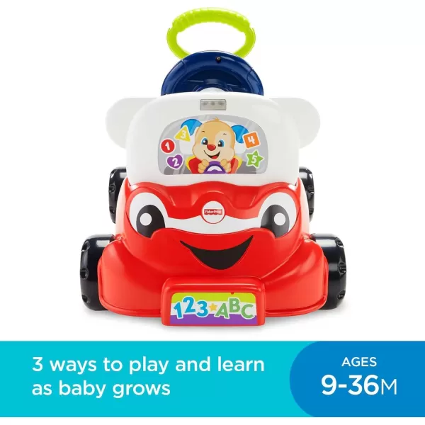 FisherPrice Laugh ampamp Learn 3In1 Smart Car Baby Walker ampamp Toddler RideOn Toy with Smart Stages Learning Content for Ages 9 MonthsStandard
