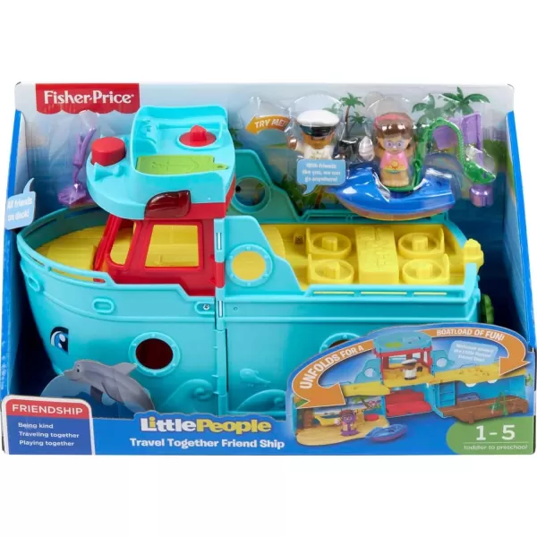 FisherPrice Little People Toddler Toy Travel Together Friend Ship Musical Playset with 2 Figures for Pretend Play Kids Ages 1 Years