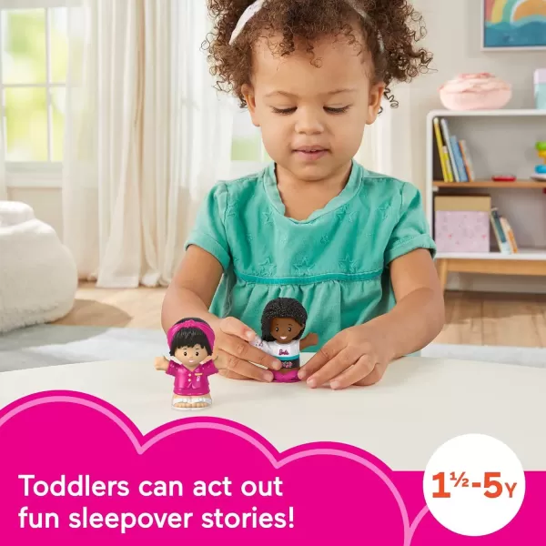 FisherPrice Little People Toddler Toys Barbie Sleepover Figure Set with 2 Characters for Preschool Pretend Play Kids Ages 18 Months