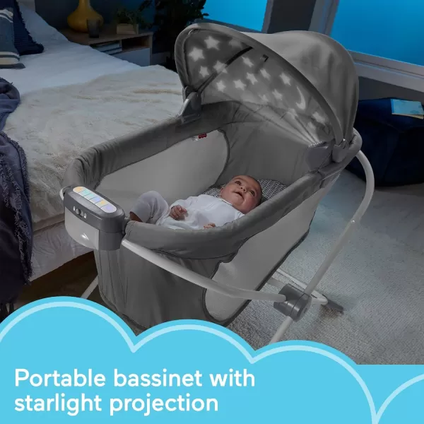 FisherPrice Portable Baby Crib Soothing View Projection Bassinet with Lights Music Vibrations ampamp Slim Fold for Newborns 0 Months Pencil StrokesPencil Strokes