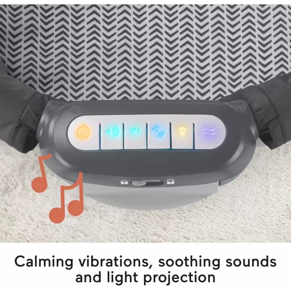 FisherPrice Portable Baby Crib Soothing View Projection Bassinet with Lights Music Vibrations ampamp Slim Fold for Newborns 0 Months Pencil StrokesPencil Strokes