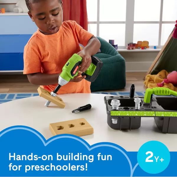 FisherPrice Preschool Toy Drillin Action Tool Set with Sounds 10 Pieces for Construction Pretend Play Kids Ages 3 Years