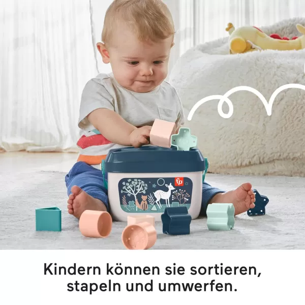 FisherPrice Stacking Toy Babys First Blocks Set of 10 Shapes for Sorting Play for Infants Ages 6 Months Navy FawnBlocks