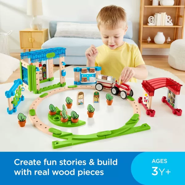 FisherPrice Wooden Building Toy Wonder Makers Design System Build Around Town Starter Kit 75 Wood Piece Playset for Preschool Kids Ages 3 YearsStandard