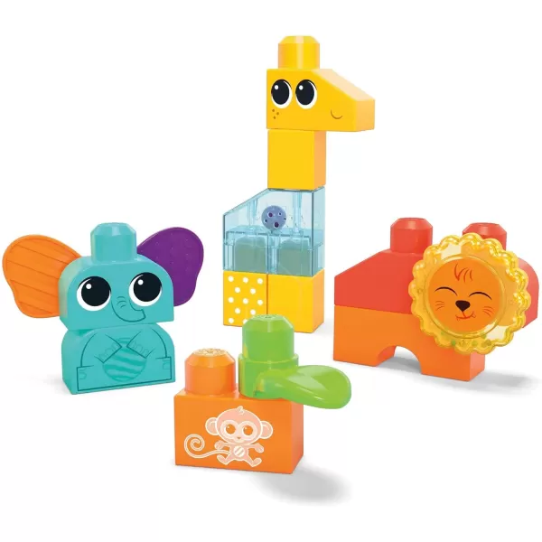 Mega BLOKS FisherPrice Toddler Building Blocks Toy Set Rock n Rattle Safari with 15 Pieces 3 Buildable Animals Ages 1 Years