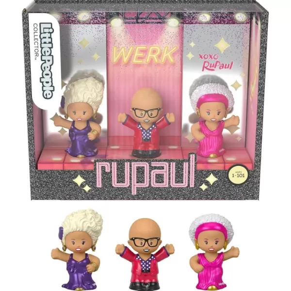 Little People Collector Rupaul Special Edition Set 3 Figures For Adults ampamp Fans in a Display Box