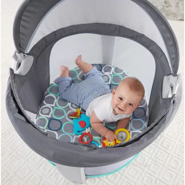imageFisherPrice Portable Bassinet OnTheGo Baby Dome Travel Play Space with Developmental Newborn Toys ampamp Canopy Grey Bubbles