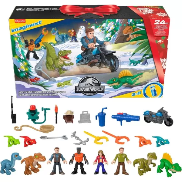 imageFisherPrice Imaginext Jurassic World Advent Calendar Christmas Gift of 25 Dinosaur Toys ampamp Figures for Preschool Kids Ages 3 Years