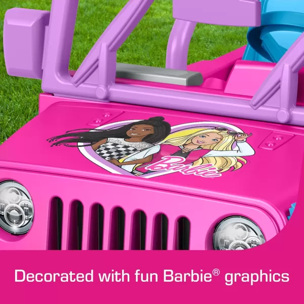 imagePower Wheels Barbie Jeep Wrangler RideOn Toy with Music BatteryPowered Preschool Toy MultiTerrain Traction Seats 2 Ages 3 YearsBarbie Jeep