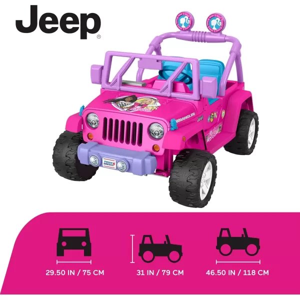 imagePower Wheels Barbie Jeep Wrangler RideOn Toy with Music BatteryPowered Preschool Toy MultiTerrain Traction Seats 2 Ages 3 YearsBarbie Jeep