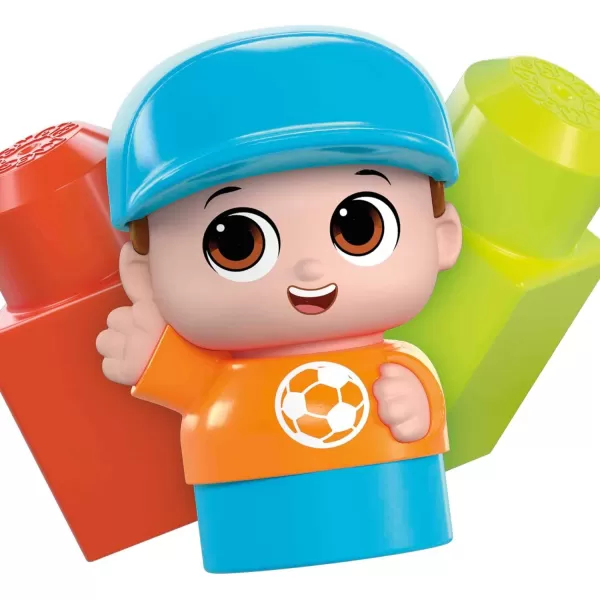 imageMega BLOKS First Builders Toddler Building Toy Set Block Spinning Wagon with 20 Pieces and Storage 1 Figure Ages 1 YearsMulticolor
