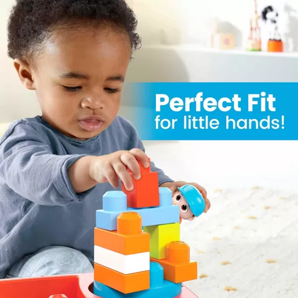 imageMega BLOKS First Builders Toddler Building Toy Set Block Spinning Wagon with 20 Pieces and Storage 1 Figure Ages 1 YearsMulticolor