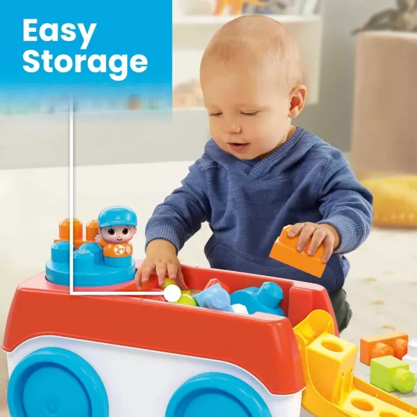imageMega BLOKS First Builders Toddler Building Toy Set Block Spinning Wagon with 20 Pieces and Storage 1 Figure Ages 1 YearsMulticolor