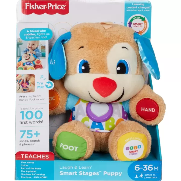 imageFisherPrice Baby Learning Toy Laugh ampamp Learn Smart Stages Puppy Musical Plush with Lights ampamp Educational Songs for Infants Ages 6 MonthsPuppy  Blue