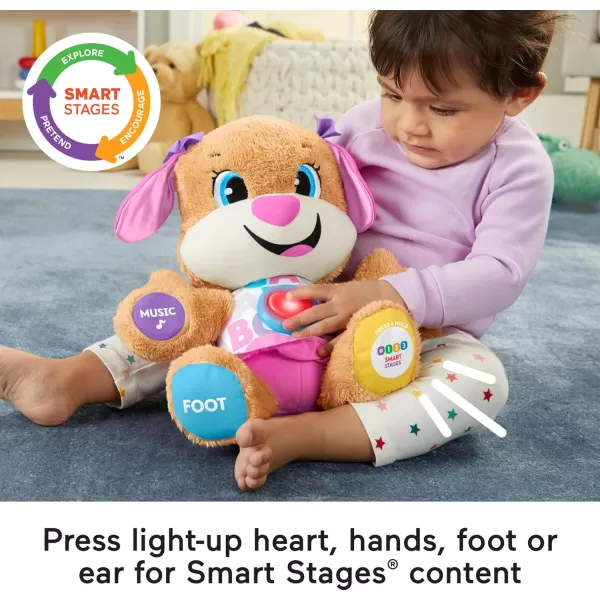 imageFisherPrice Baby Learning Toy Laugh ampamp Learn Smart Stages Puppy Musical Plush with Lights ampamp Educational Songs for Infants Ages 6 MonthsSis  Pink