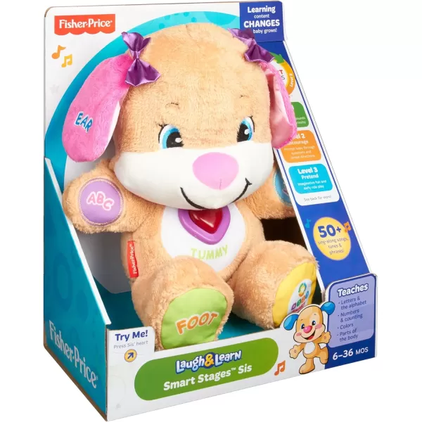 imageFisherPrice Baby Learning Toy Laugh ampamp Learn Smart Stages Puppy Musical Plush with Lights ampamp Educational Songs for Infants Ages 6 MonthsSis  Pink