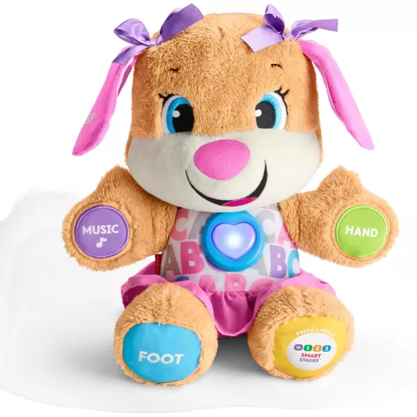 imageFisherPrice Baby Learning Toy Laugh ampamp Learn Smart Stages Puppy Musical Plush with Lights ampamp Educational Songs for Infants Ages 6 MonthsSis  Pink