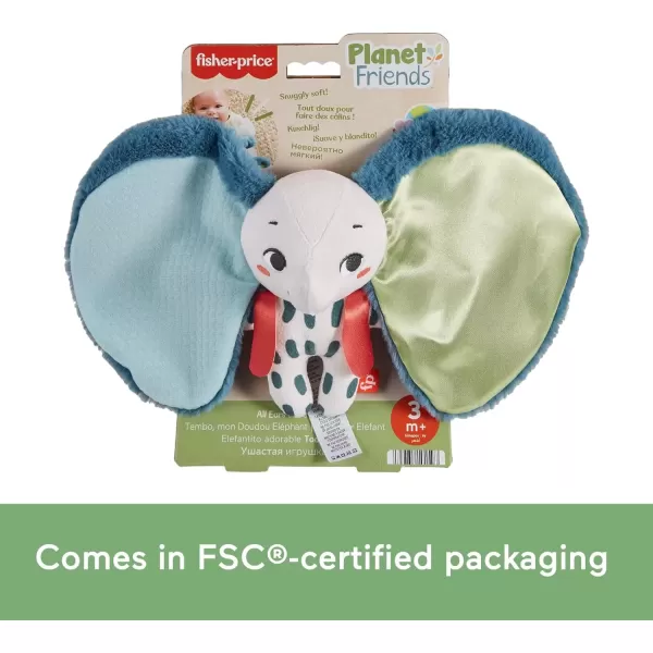 imageFisherPrice Baby Sensory Toy Planet Friends All Ears Lovey Plush Elephant for Newborns Ages 3 Months