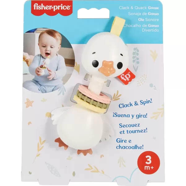 imageFisherPrice Newborn Toy Clack ampamp Quack Goose Animal Themed Baby Rattle for Developmental Play Infants Ages 3 MonthsSmall