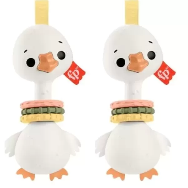 imageFisherPrice Newborn Toy Clack ampamp Quack Goose Animal Themed Baby Rattle for Developmental Play Infants Ages 3 MonthsSmall Pack of 2