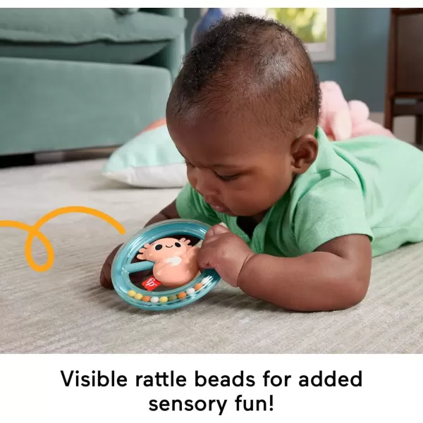 imageFisherPrice Newborn Toy Shake ampamp Spin Axolotl Animal Themed Baby Rattle for Developmental Play Infants Ages 3 Months