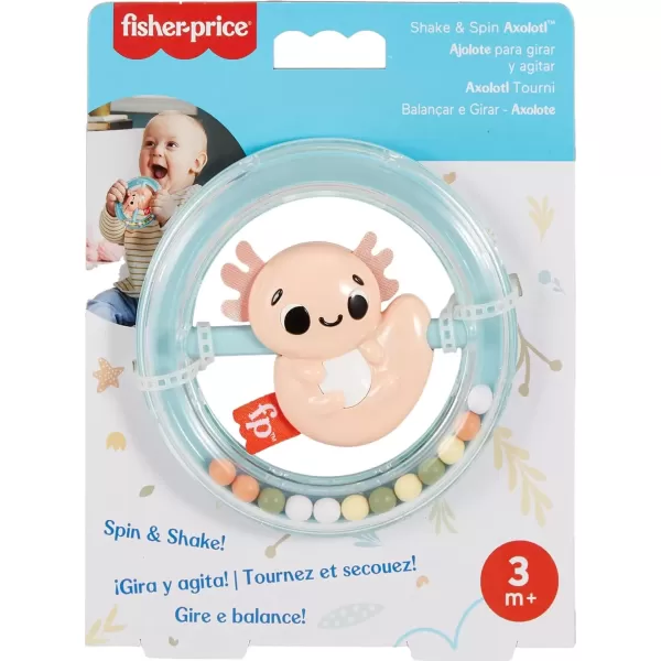 imageFisherPrice Newborn Toy Shake ampamp Spin Axolotl Animal Themed Baby Rattle for Developmental Play Infants Ages 3 Months