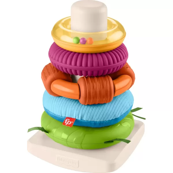 imageFisherPrice Baby Toy Sensory RockaStack Rings with Fine Motor Activities for Developmental Play for Infants Ages 6 Months