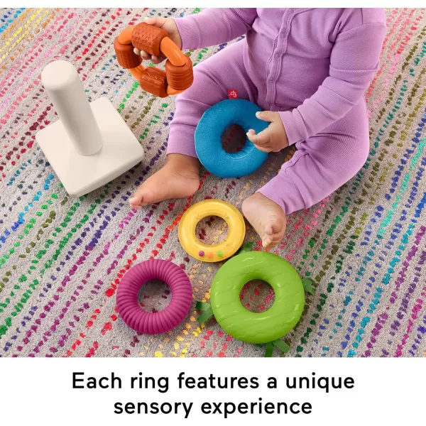 imageFisherPrice Baby Toy Sensory RockaStack Rings with Fine Motor Activities for Developmental Play for Infants Ages 6 Months