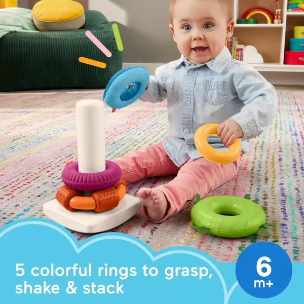 imageFisherPrice Baby Toy Sensory RockaStack Rings with Fine Motor Activities for Developmental Play for Infants Ages 6 Months