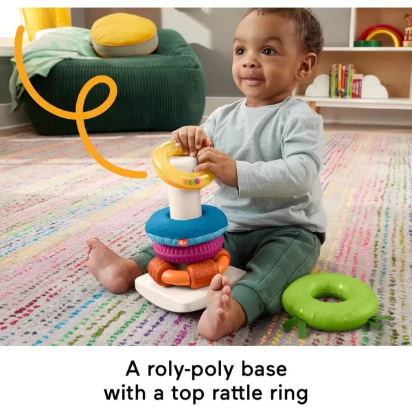 imageFisherPrice Baby Toy Sensory RockaStack Rings with Fine Motor Activities for Developmental Play for Infants Ages 6 Months